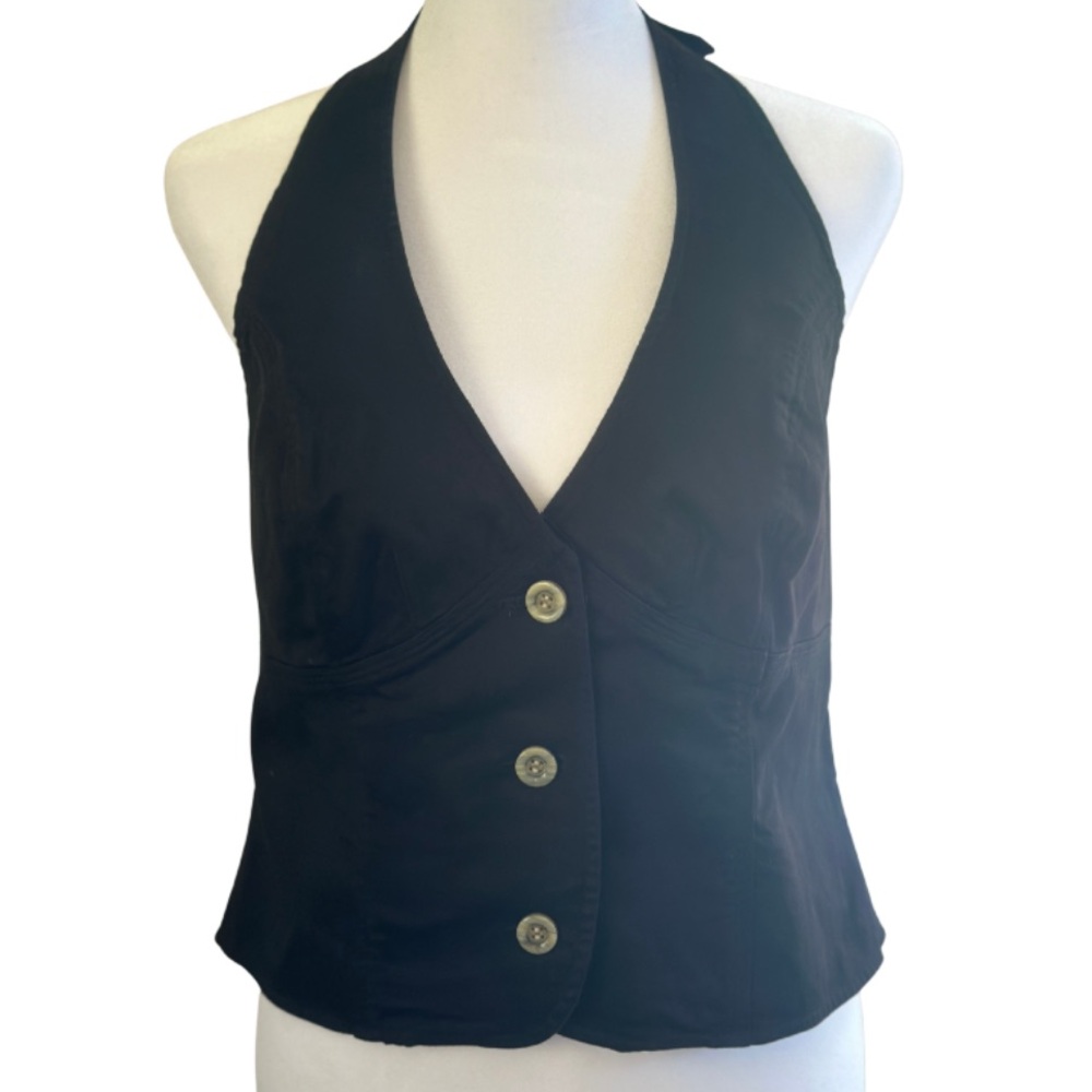 London Jean Chino Stretch Black Halter Vest